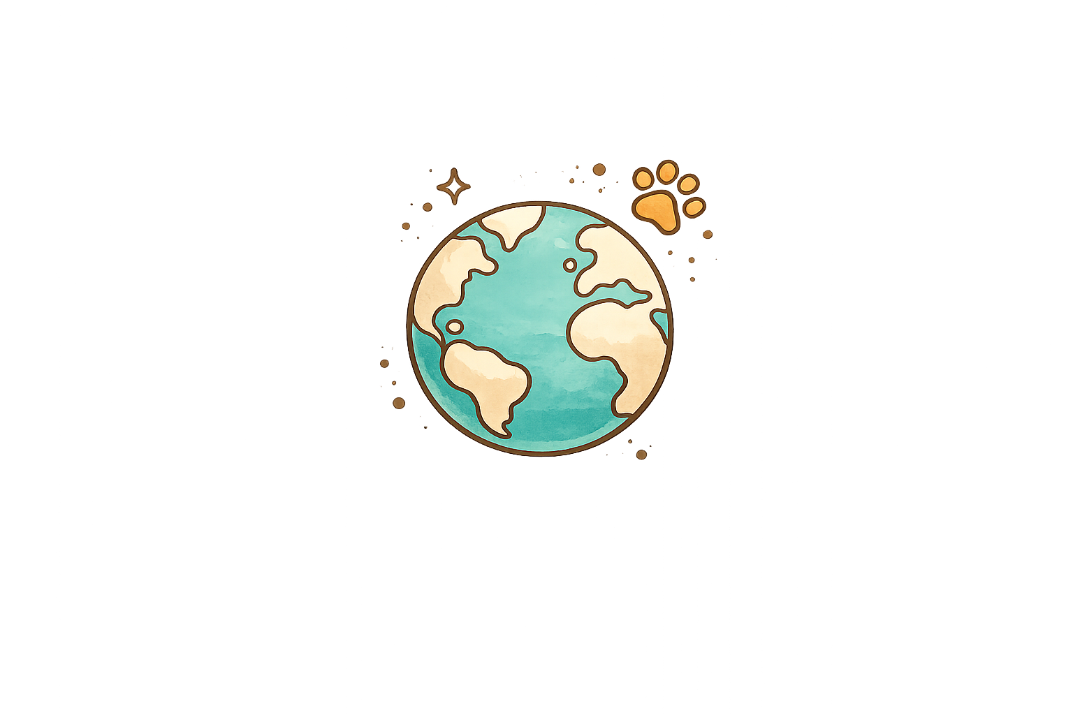 Globo terráqueo ilustrado con una huella